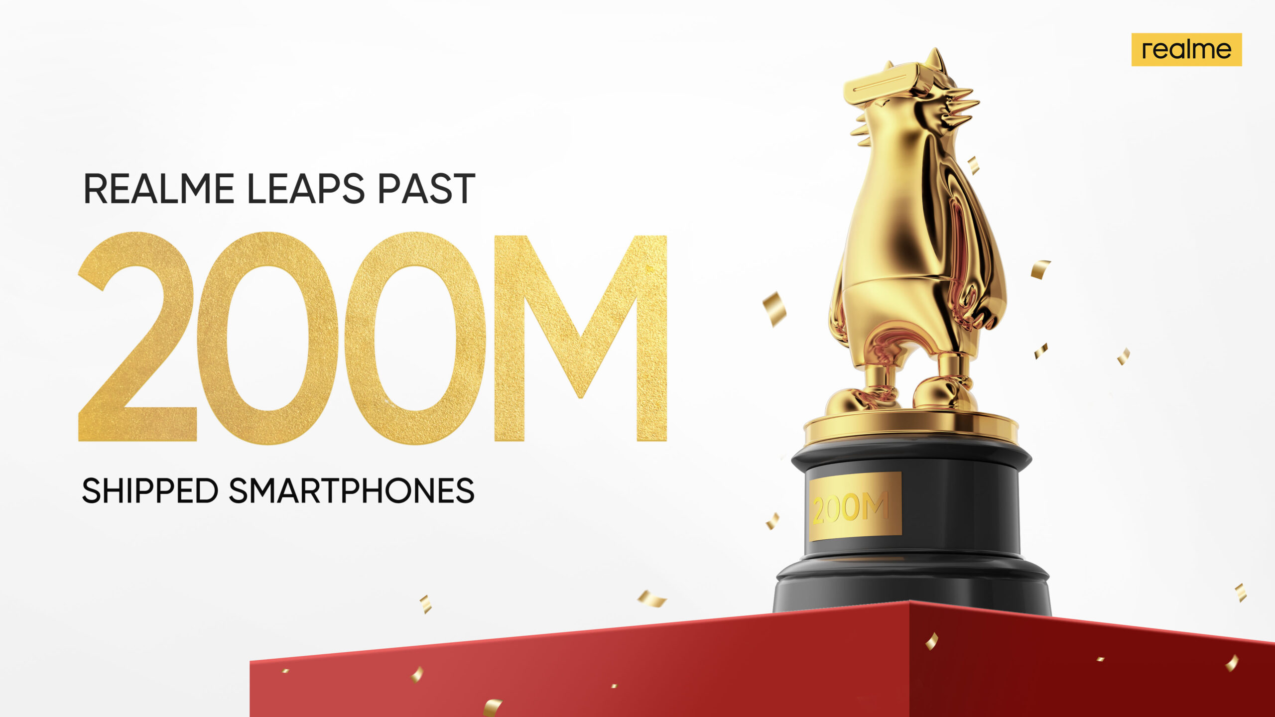 realme's global smartphone shipment surpassed 200 million units!