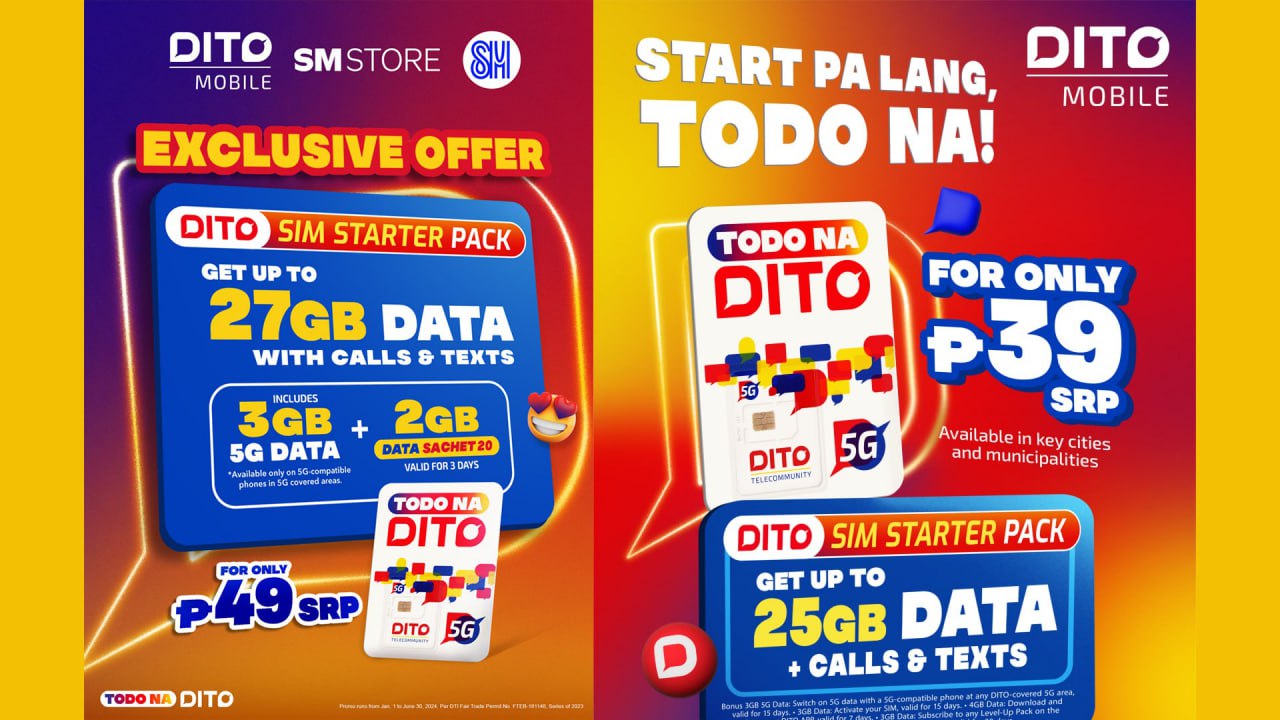The DITO SIM Starter Pack is available in our DITO Experience Stores, and our partners.