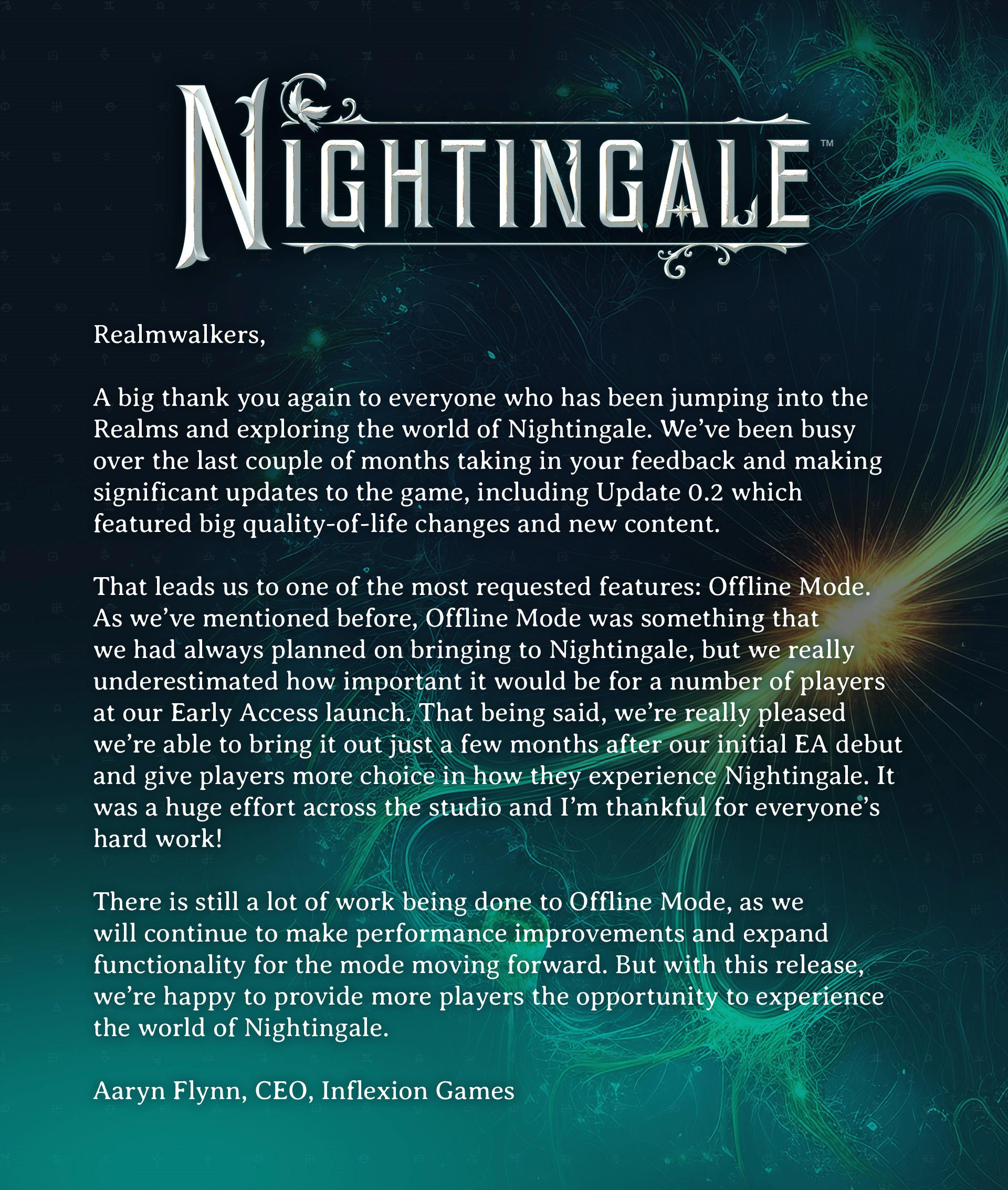 Nightingale CEO release an annoucement.