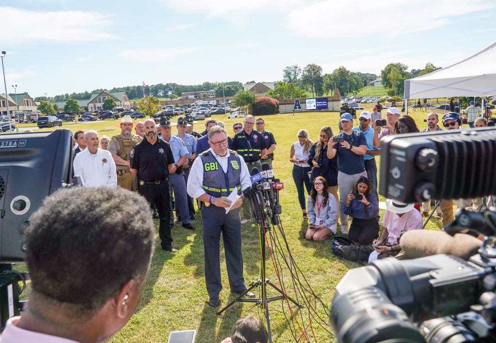 Georgia Bureau of Investigation Director Chris Hosey speaks to the media after a shooting at Apalachee High School