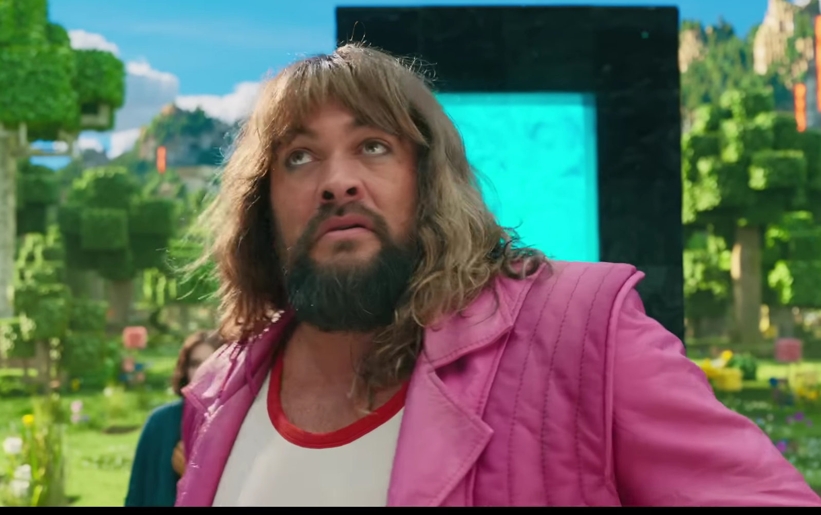 Jason Momoa in Minecraft movie trailer.