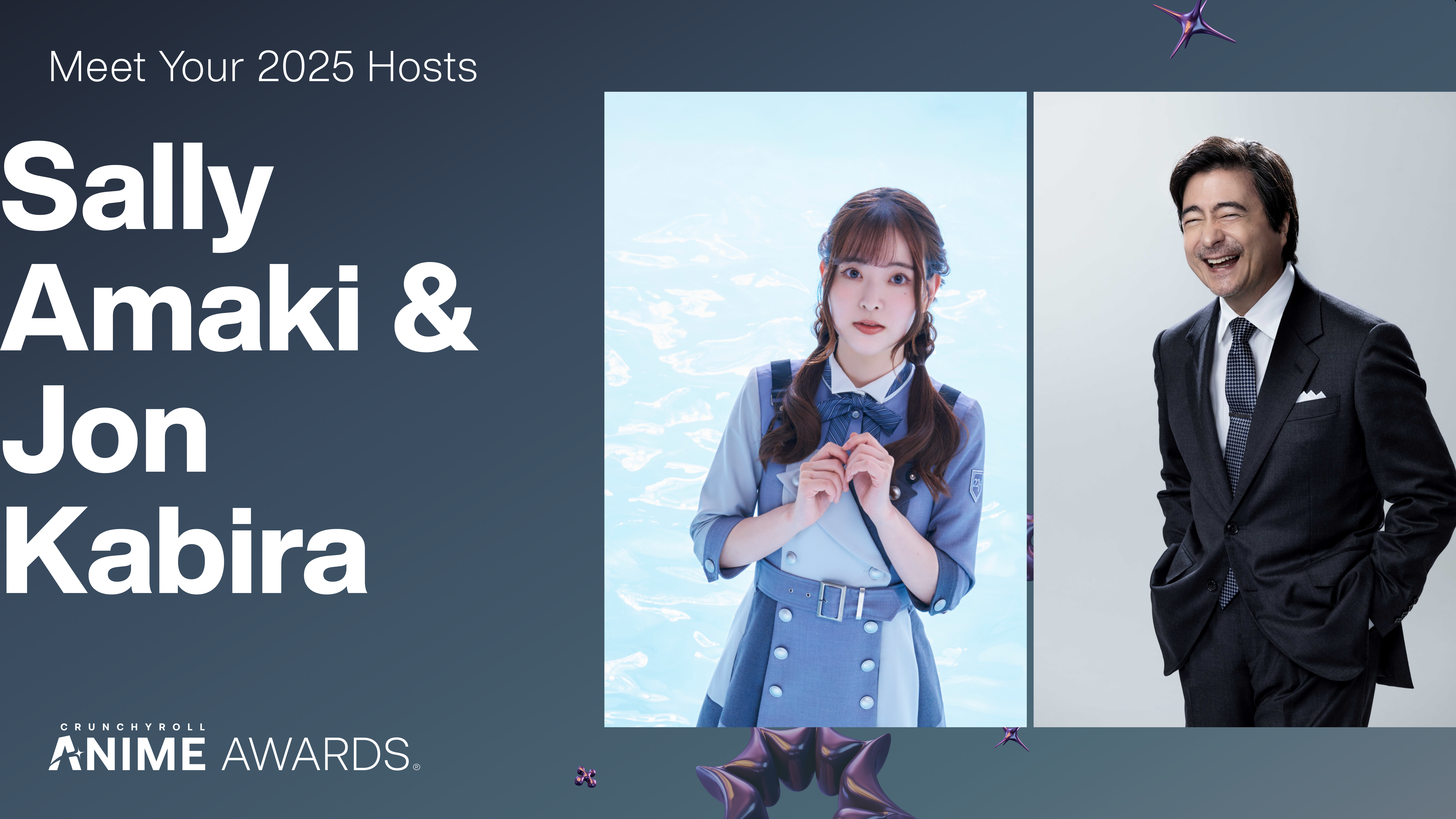 Voice actress and idol Sally Amaki and renowned entertainer Jon Kabira to host Crunchyroll Anime Awards