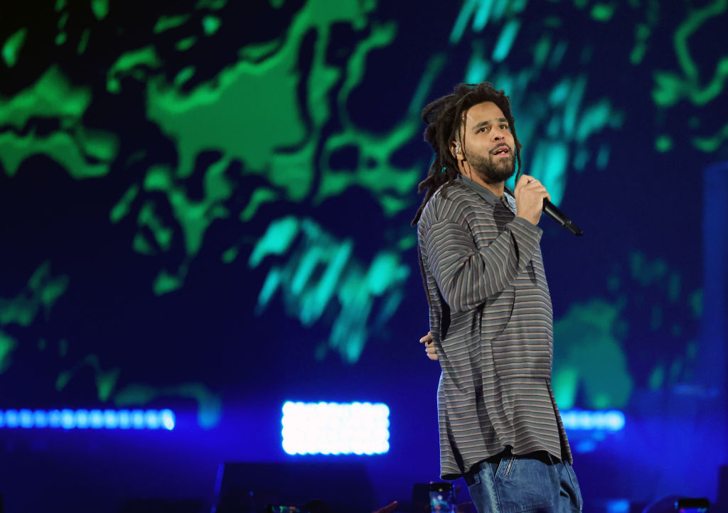 J. Cole performs onstage during the 2023 iHeartRadio Music Festival at T-Mobile Arena.