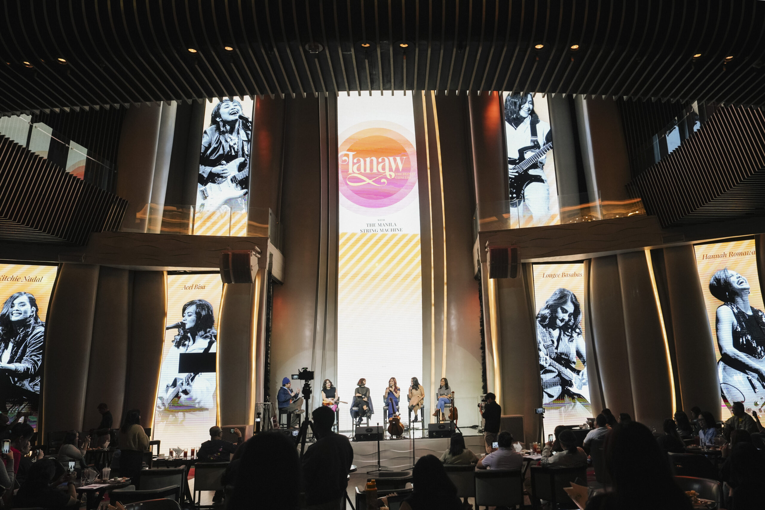 Acel Bisa, Aia de Leon, Barbie Almalbis, Hannah Romawac, Kitchie Nadal, and Lougee Basabas onstage.