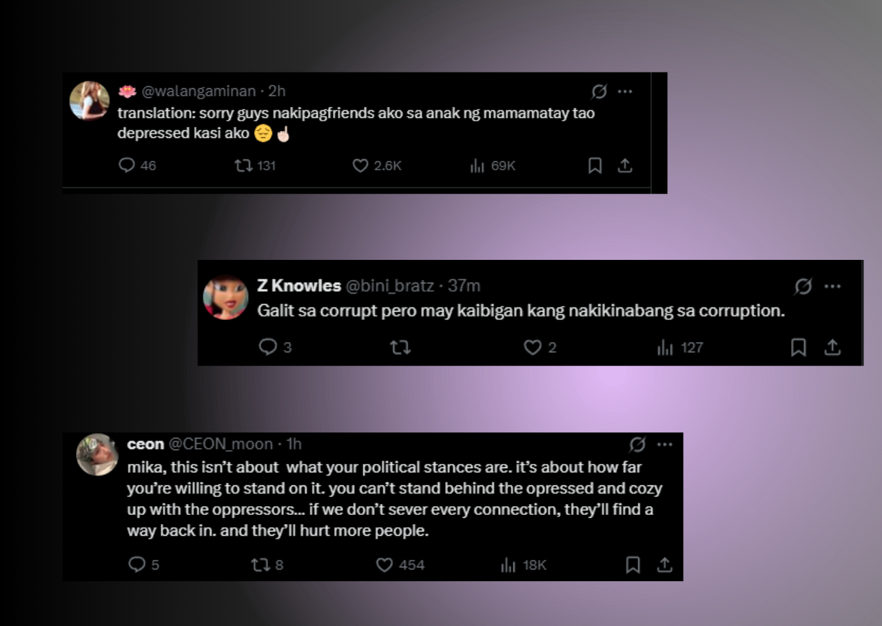 Comments on Mika Salamanca's post on X (Formerly Known as Twitter) regarding her friendship with Kitty Duterte. 
