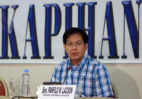 Ping Lacson during a press conference.