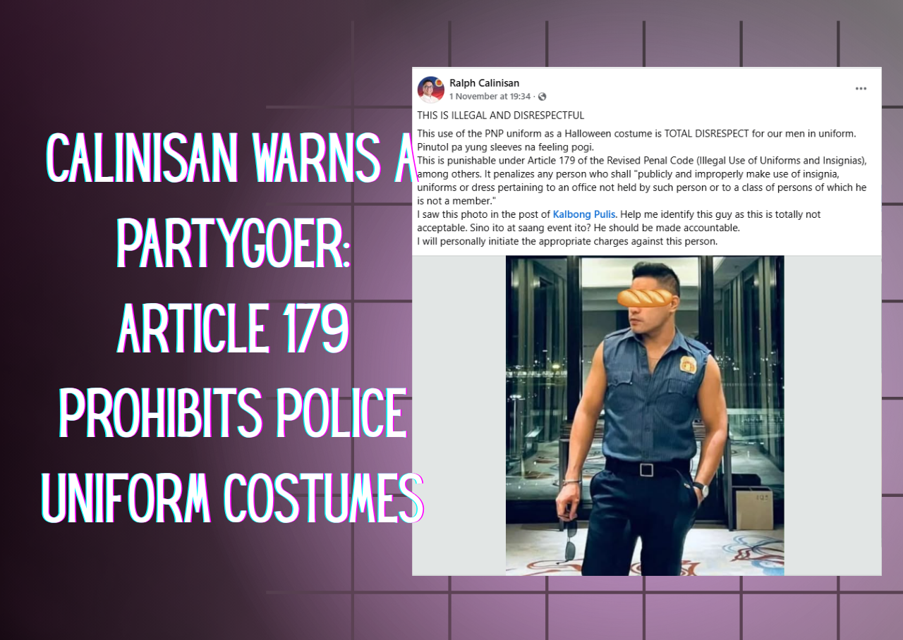 Ralph Calinisan calls out a partygoer for wearing a PNP uniform as a Halloween costume.
