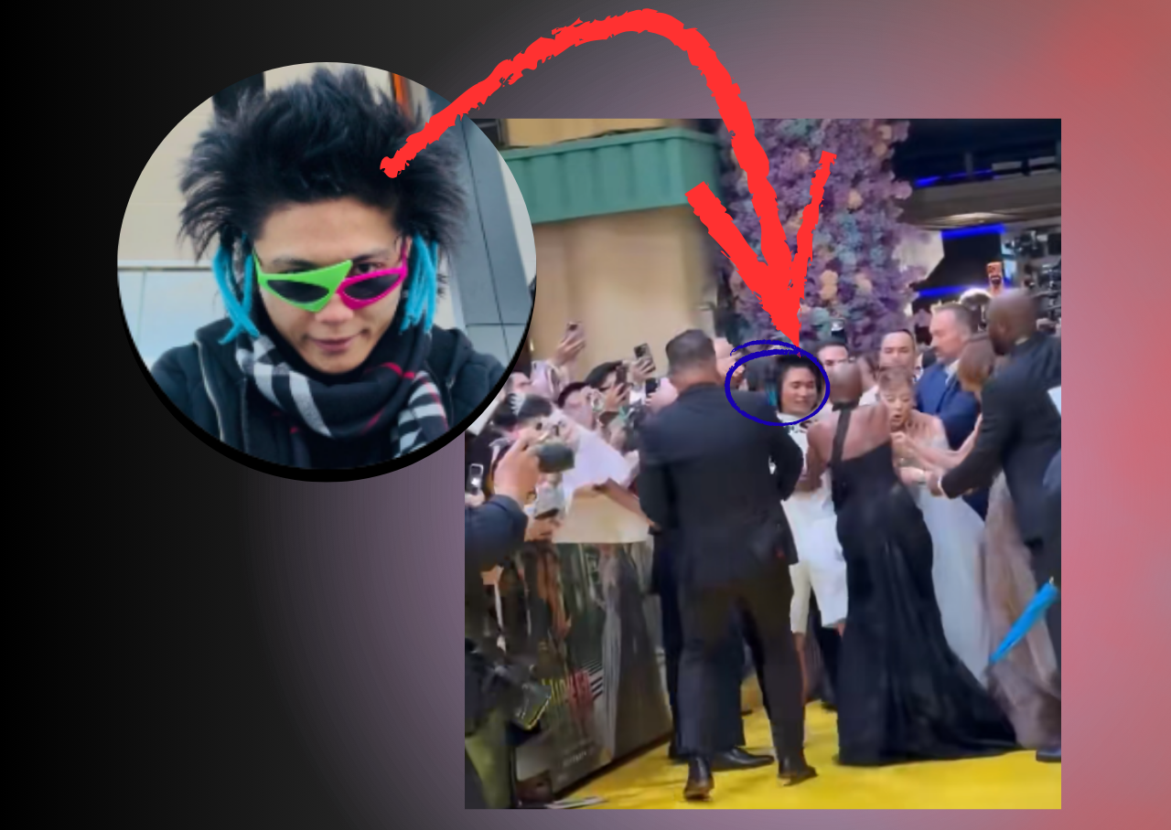Ariana Grande was jolted by an unexpected breach when Pyjama Man rushed toward her during the Wicked premiere in Singapore.